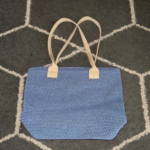 THE SAK Elliott Lucca Blue Tote Shoulder Bag Woven Handcrafted Eco Sustainable
